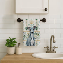 Load image into Gallery viewer, Blue Italian Greyhound Coastal Sea Glass Kitchen Towel