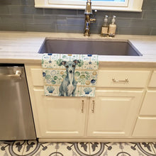 Load image into Gallery viewer, Blue Italian Greyhound Coastal Sea Glass Kitchen Towel