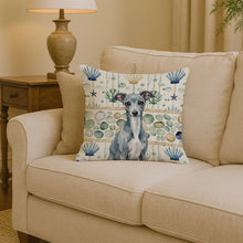 Load image into Gallery viewer, Blue Italian Greyhound Coastal Sea Glass Throw Pillow