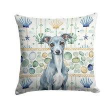 Load image into Gallery viewer, Blue Italian Greyhound Coastal Sea Glass Throw Pillow
