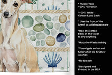Load image into Gallery viewer, Cream Italian Greyhound Coastal Sea Glass Kitchen Towel