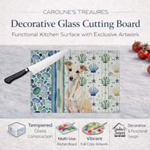 Load image into Gallery viewer, Cream Italian Greyhound Coastal Sea Glass Glass Cutting Board