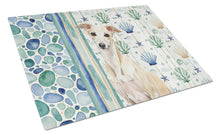 Load image into Gallery viewer, Cream Italian Greyhound Coastal Sea Glass Glass Cutting Board