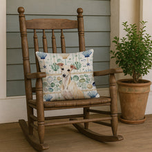 Load image into Gallery viewer, Cream Italian Greyhound Coastal Sea Glass Throw Pillow