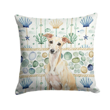 Load image into Gallery viewer, Cream Italian Greyhound Coastal Sea Glass Throw Pillow