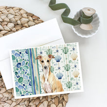 Load image into Gallery viewer, Fawn Italian Greyhound Coastal Sea Glass Greeting Cards Pack of 8