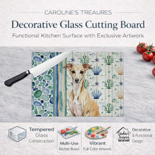 Load image into Gallery viewer, Fawn Italian Greyhound Coastal Sea Glass Glass Cutting Board
