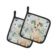 Load image into Gallery viewer, Fawn Italian Greyhound Coastal Sea Glass Pair of Pot Holders