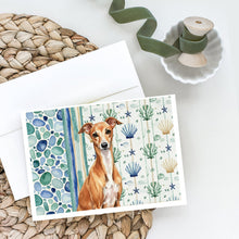 Load image into Gallery viewer, Red Italian Greyhound Coastal Sea Glass Greeting Cards Pack of 8