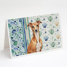 Load image into Gallery viewer, Red Italian Greyhound Coastal Sea Glass Greeting Cards Pack of 8