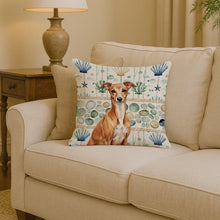 Load image into Gallery viewer, Red Italian Greyhound Coastal Sea Glass Throw Pillow