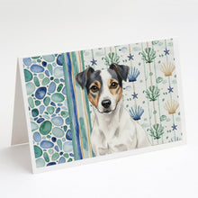 Load image into Gallery viewer, White and Black Jack Russell Terrier Coastal Sea Glass Greeting Cards Pack of 8