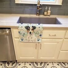 Load image into Gallery viewer, White and Black Jack Russell Terrier Coastal Sea Glass Kitchen Towel