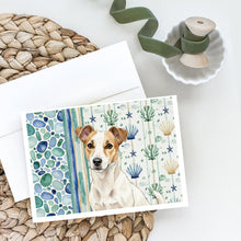 Load image into Gallery viewer, White and Tan Jack Russell Terrier Coastal Sea Glass Greeting Cards Pack of 8