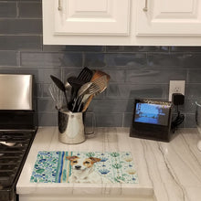Load image into Gallery viewer, White and Tan Jack Russell Terrier Coastal Sea Glass Glass Cutting Board