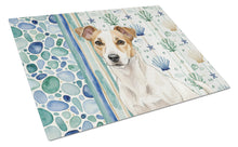 Load image into Gallery viewer, White and Tan Jack Russell Terrier Coastal Sea Glass Glass Cutting Board