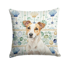 Load image into Gallery viewer, White and Tan Jack Russell Terrier Coastal Sea Glass Throw Pillow
