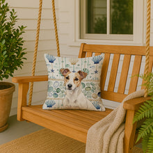 Load image into Gallery viewer, White and Tan Jack Russell Terrier Coastal Sea Glass Throw Pillow