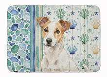 Load image into Gallery viewer, White and Tan Jack Russell Terrier Coastal Sea Glass Memory Foam Kitchen Mat