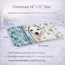 Load image into Gallery viewer, White Jack Russell Terrier Coastal Sea Glass Dish Drying Mat