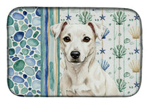 Load image into Gallery viewer, White Jack Russell Terrier Coastal Sea Glass Dish Drying Mat