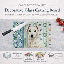 Load image into Gallery viewer, White Jack Russell Terrier Coastal Sea Glass Glass Cutting Board