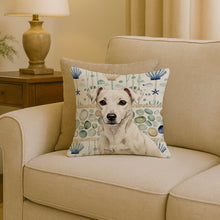 Load image into Gallery viewer, White Jack Russell Terrier Coastal Sea Glass Throw Pillow
