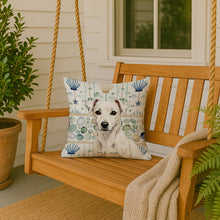 Load image into Gallery viewer, White Jack Russell Terrier Coastal Sea Glass Throw Pillow
