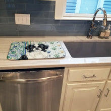 Load image into Gallery viewer, Black and White Japanese Chin Coastal Sea Glass Dish Drying Mat