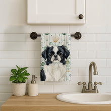 Load image into Gallery viewer, Black and White Japanese Chin Coastal Sea Glass Kitchen Towel