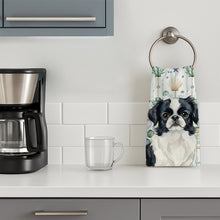 Load image into Gallery viewer, Black and White Japanese Chin Coastal Sea Glass Kitchen Towel