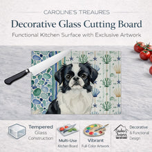Load image into Gallery viewer, Black and White Japanese Chin Coastal Sea Glass Glass Cutting Board