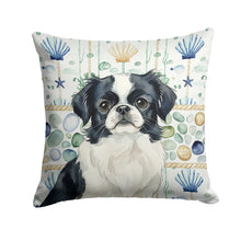 Load image into Gallery viewer, Black and White Japanese Chin Coastal Sea Glass Throw Pillow