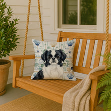Load image into Gallery viewer, Black and White Japanese Chin Coastal Sea Glass Throw Pillow