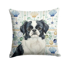 Load image into Gallery viewer, Black and White Japanese Chin Coastal Sea Glass Throw Pillow