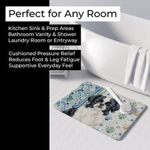 Load image into Gallery viewer, Black and White Japanese Chin Coastal Sea Glass Memory Foam Kitchen Mat