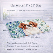 Load image into Gallery viewer, Red and White Japanese Chin Coastal Sea Glass Dish Drying Mat