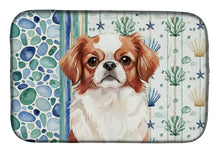 Load image into Gallery viewer, Red and White Japanese Chin Coastal Sea Glass Dish Drying Mat