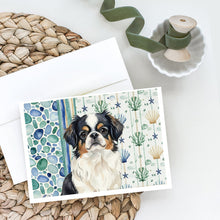 Load image into Gallery viewer, Tricolor Japanese Chin Coastal Sea Glass Greeting Cards Pack of 8