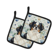 Load image into Gallery viewer, Tricolor Japanese Chin Coastal Sea Glass Pair of Pot Holders