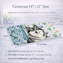 Load image into Gallery viewer, Keeshond Coastal Sea Glass Dish Drying Mat