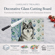Load image into Gallery viewer, Keeshond Coastal Sea Glass Glass Cutting Board