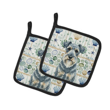Load image into Gallery viewer, Kerry Blue Terrier Coastal Sea Glass Pair of Pot Holders