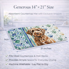 Load image into Gallery viewer, Chocolate Labradoodle Coastal Sea Glass Dish Drying Mat
