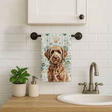 Load image into Gallery viewer, Chocolate Labradoodle Coastal Sea Glass Kitchen Towel