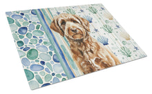 Load image into Gallery viewer, Chocolate Labradoodle Coastal Sea Glass Glass Cutting Board