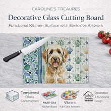 Load image into Gallery viewer, Yellow Labradoodle Coastal Sea Glass Glass Cutting Board