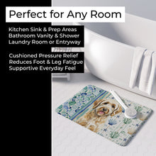 Load image into Gallery viewer, Yellow Labradoodle Coastal Sea Glass Memory Foam Kitchen Mat