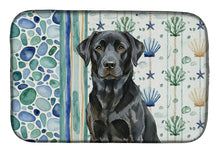 Load image into Gallery viewer, Black Labrador Retriever Coastal Sea Glass Dish Drying Mat