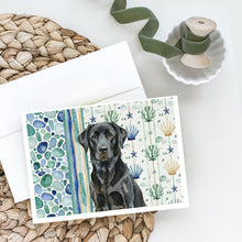 Load image into Gallery viewer, Black Labrador Retriever Coastal Sea Glass Greeting Cards Pack of 8